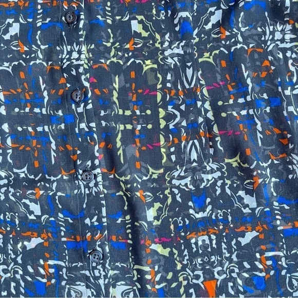 Cabi Women’s Size Large Festival Geometric Sheer gray Button Down blouse shirt - Picture 4 of 7